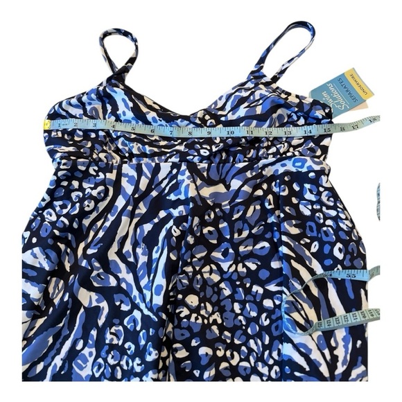 Swim Solutions Navy Animal Print Underwire Tankini Top Blue Size 8 , 12 SW230619 - Picture 11 of 14